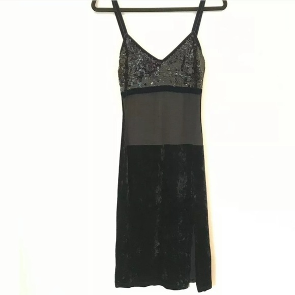 Patty Shelabarger S Sequin Velvet Sheer Slip Dress
